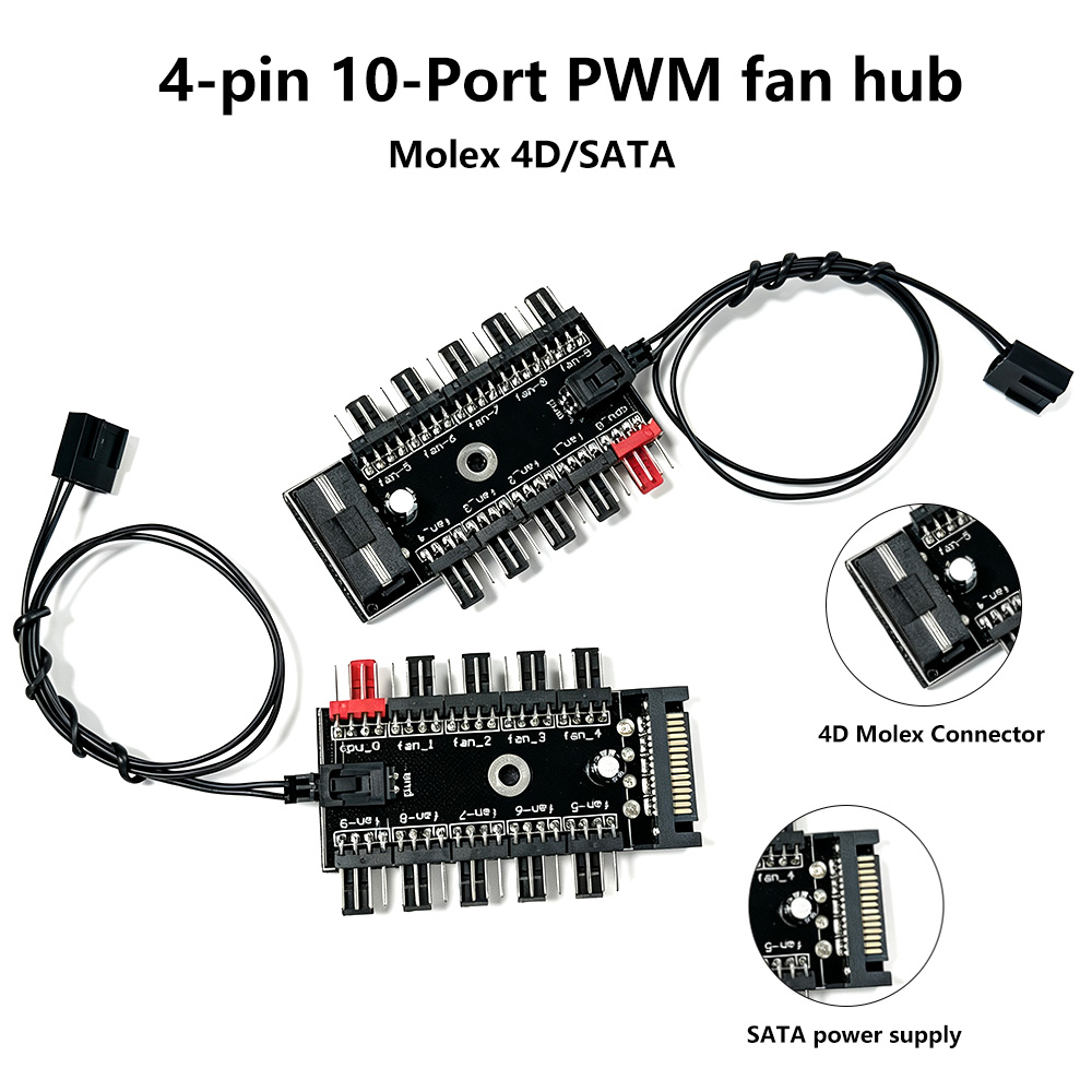10-Port 4 Pin PWM Fan Hub Spli - Pc Power Supply recension och pris